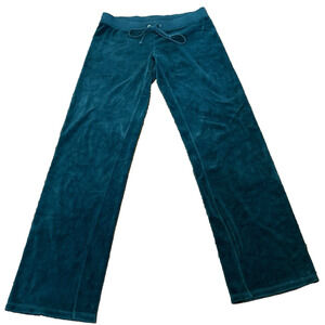 Vintage Juicy Couture Green Velour Pants Track Bottoms Wide Leg Sz S (P) Lounge